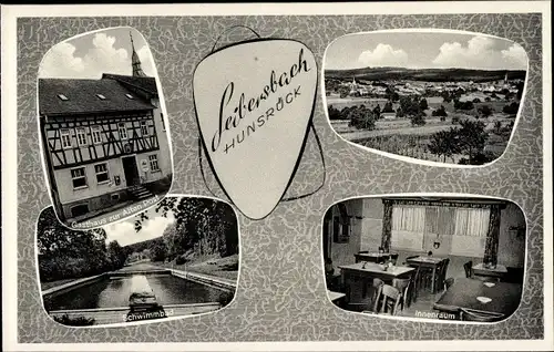 Ak Seibersbach im Hunsrück, Gasthaus zur Alten Post, Willi Becker, Innenansicht, Schwimmbad