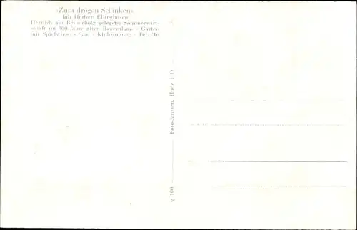 Ak Hude Oldenburger Land, Zum drögen Schinken, Inh. Herbert Ellinghusen, Gesamtansicht, Schaukel