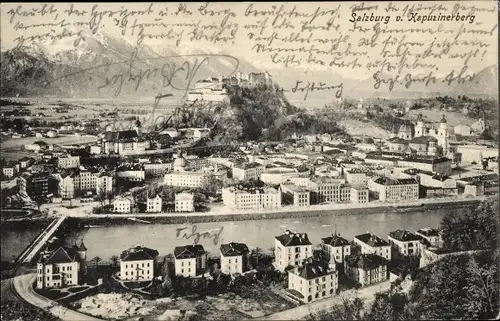 Ak Salzburg in Österreich, Ort vom Kapuzinerberg aus gesehen