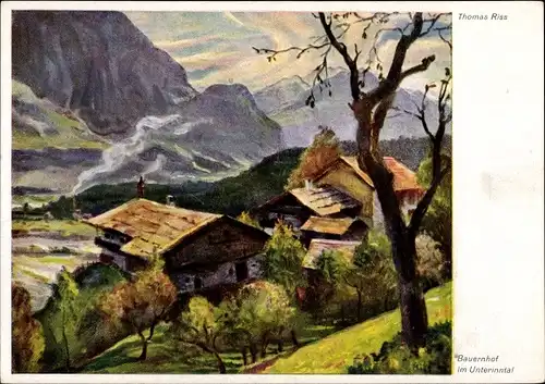 Künstler Ak Riss, Thomas, Tirol, Bauernhof im Unterinntal