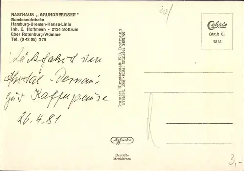 Ak Stuckenborstel Sottrum in Niedersachsen, Autobahn Rathaus Grundbergsee