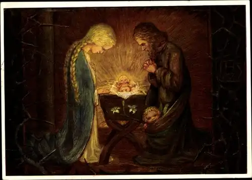 Künstler Ak Spötl, Maria, Weihnachtsknöspelein, Christuskind, Maria, Josef