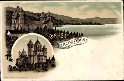 Litho  Maria Laach Glees in der Eifel, Laacher See, Kloster