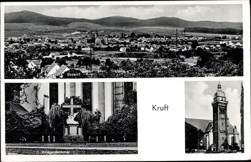 Ak Kruft am Laacher See, Panorama, Kirche, Kriegerdenkmal