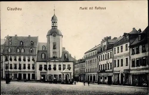 Ak Glauchau in Sachsen, Markt, Rathaus