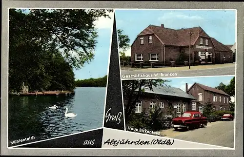 Ak Altjührden Varel Jadebusen, Mühlenteich, Geschäftshaus W. Brunken, Birkenfeld