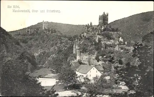 Ak Manderscheid in der Eifel Rheinland Pfalz, Ober- und Unterburg