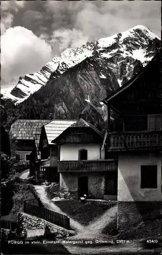 Ak Pürgg Steiermark, Malergassl geg. Grimming, Ennstal