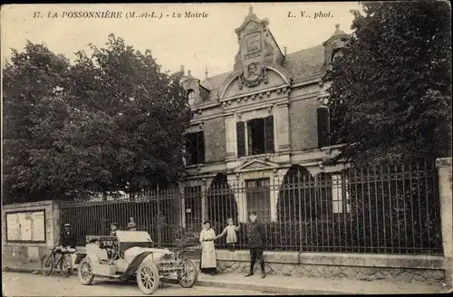 Ak La Possonnière Maine-et-Loire, La Mairie, Automobil