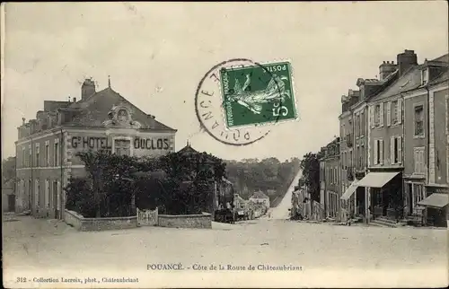 Ak Pouancé Maine et Loire, Cote de la Route de Chateaubriant, Grand Hotel