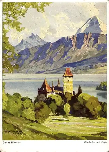 Künstler Ak Maurus, Hanns, Oberhofen am Thunersee Kanton Bern, Eiger