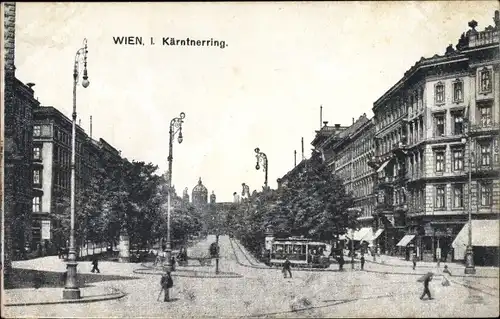 Ak Wien 1. Innere Stadt Österreich, Kärnter Ring, Straßenbahn