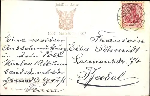 Künstler Ak Mannheim in Baden Württemberg, Friedrichsplatz bei Nacht, Jubiläumsausstellung 1907