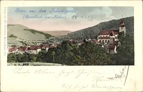 Ak Gernsbach im Murgtal Schwarzwald, Teilansicht, Kirche