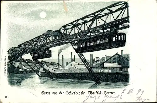 Litho Elberfeld Wuppertal in Nordrhein Westfalen, Die Schwebebahn