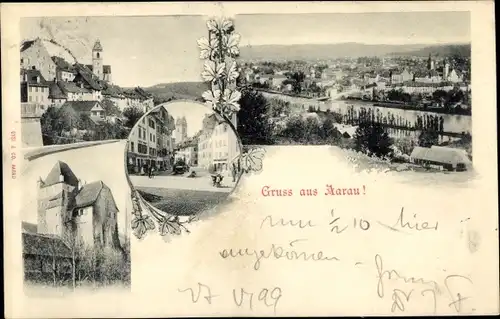 Ak Aarau Kanton Aargau, Panorama, Teilansichten