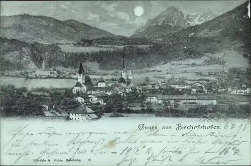 Mondschein Ak Bischofshofen in Salzburg, Panorama