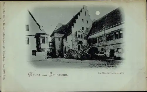 Mondschein Ak Heilbronn am Neckar, Deutschordenshaus