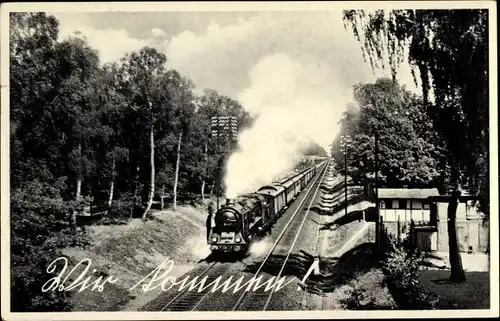 Ak Deutsche Eisenbahn in Fahrt, Wir kommen