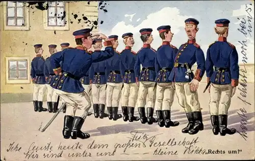 Ak Rechts um, Deutsche Soldaten beim Exerzieren