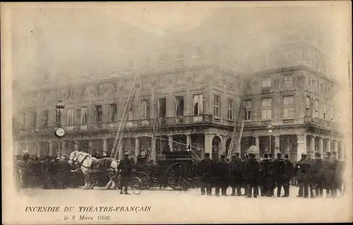Ak Paris?, Incendie du Theatre Francais 1900, Feuerwehr