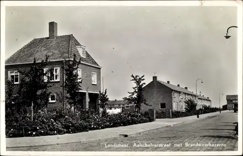 Ak Landsmeer Nordholland Niederlande, Aalscholverstraat met Brandweerkazerne