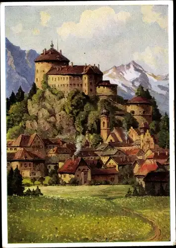 Künstler Ak Mößler, L., Kufstein in Tirol, Blick gegen Festung