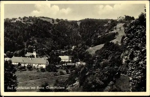 Ak Bad Mühllacken Feldkirchen an der Donau Oberösterreich, Teilansicht m. Ruine Ober Wallsee