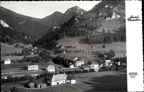 Ak Grünau im Almtal Oberösterreich, Gesamtansicht, Schrammsteine