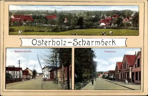 Ak Osterholz Scharmbeck in Niedersachsen, Bahnhofstraße, Chaussee