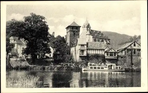 Ak Dausenau an der Lahn, Fähre, Lahnpartie, Kirche