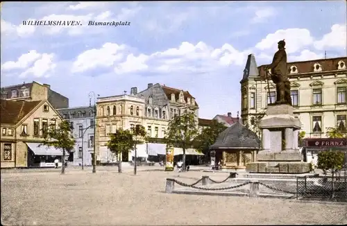 Ak Wilhelmshaven in Niedersachsen, Bismarckplatz, Denkmal