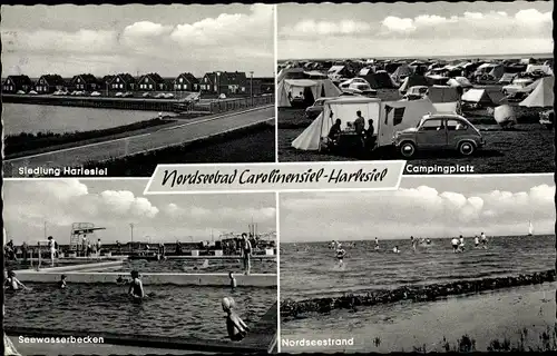 Ak Carolinensiel Harlesiel Wittmund, Campingplatz, Strand, Seewasserbecken