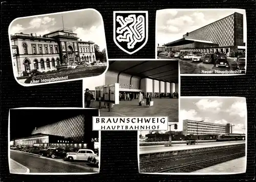Ak Braunschweig, neuer und alter Hauptbahnhof