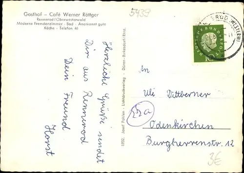 Ak Rennerod im Westerwald, Panorama, Gasthof Café Werner Röttger