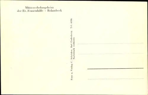 Ak Rolandseck Remagen im Kreis Ahrweiler, Blick auf Müttererholungsheim der ev. Frauenhilfe