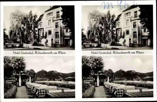 Ak Rolandswerth am Rhein Remagen, Hotel Restaurant Gretenhof, Terrasse