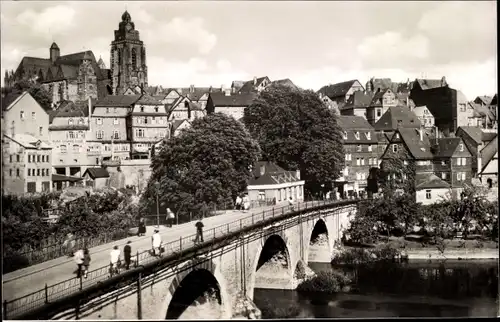Ak Wetzlar an der Lahn, alte Lahnbrücke mit Dom