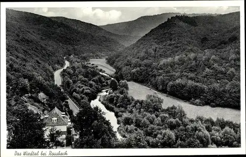 Ak Roßbach Rossbach an der Wied, Talblick