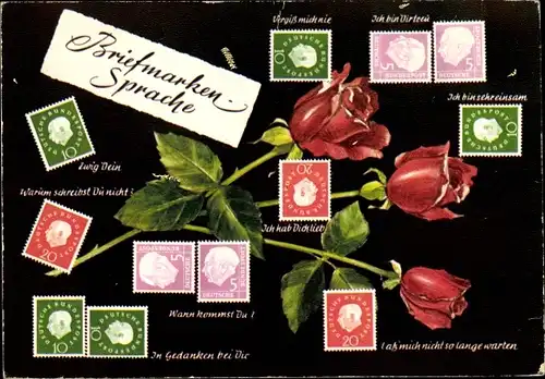 Ak Briefmarkensprache, Rosen