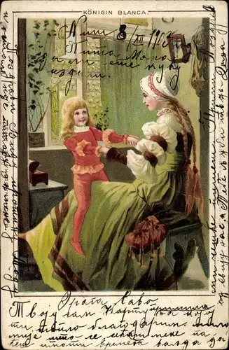 Litho Blanka von Kastilien, Königin Blanca, Kind, Königin von Frankreich