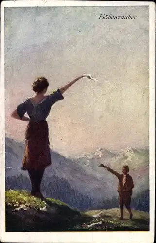 Künstler Ak Höhenzauber, Paar im Gebirge