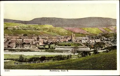 Ak Rothbury North East England, Gesamtansicht, From South