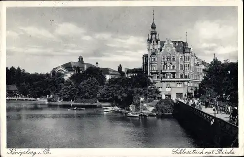 Ak Kaliningrad Königsberg Ostpreußen, Schlossteich, Brücke