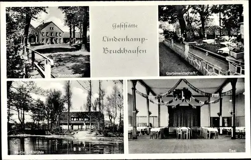 Ak Bruckhausen Hünxe am Niederrhein, Gaststätte Lindenkamp, Innenansicht, Mühle