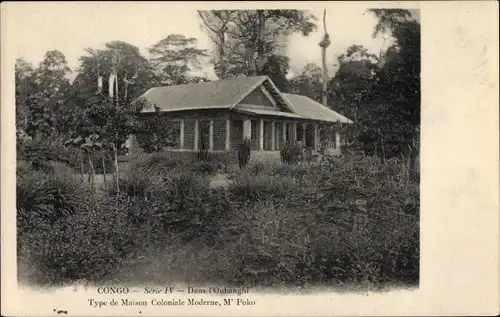 Ak Oubanghi Französisch Kongo, Type de Maison Coloniale Moderne, M'Poko