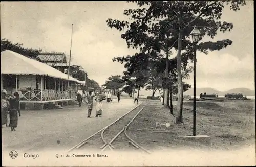 Ak Boma Congo Belge DR Kongo Zaire, Quai du Commerce