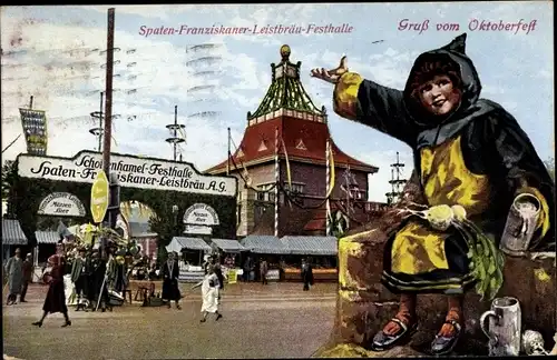 Ak München Bayern, Oktoberfest, Spaten Franziskaner Leistbräu Festhalle, Schottenhamel, Kindl