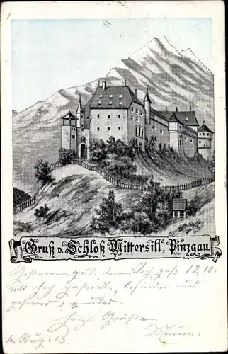 Ak Mittersill in Salzburg, Schloss, Gebirge