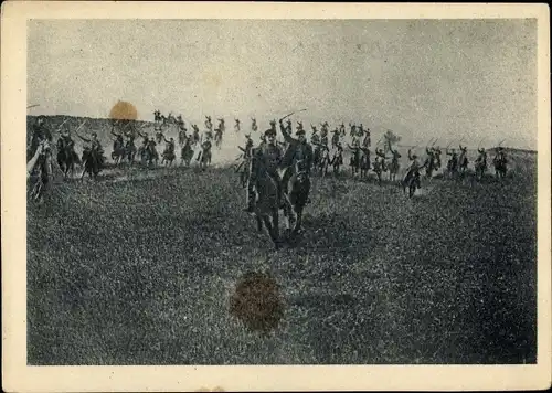 Ak Sowjetische Propaganda, Russische Soldaten, Sowjets, Bolschewisten, Kavallerie